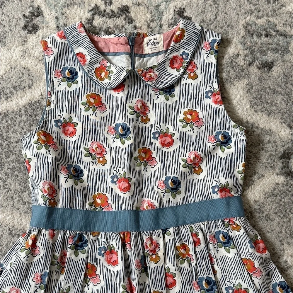 Mini Boden Girls Peter Pan Collar Floral Dress Size 9-10